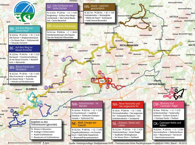 Uebersichtskarte Thementouren HHH (Quelle: Kreis RE)